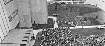 Ariel view of the opening of University Hospital in 1972