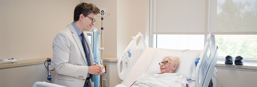 Dr. Pavel Roshanov, nephrologist and professor, with Norma Kameka, a patient participating in a trial aiming to improve dialysis with a new type of filter. (LHSCRI)