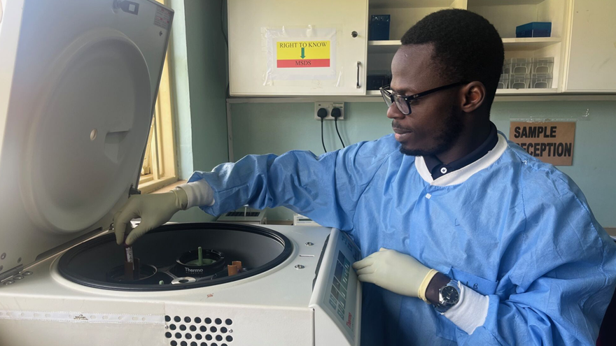 Brian Lubega, a laboratory technologist
