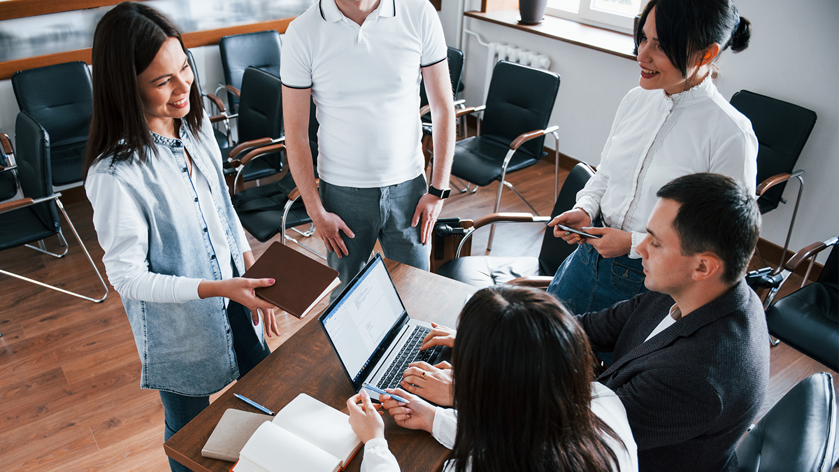 Team collaborating on a project