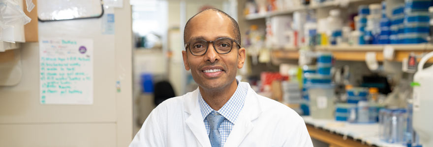 Dr. Samuel Asfaha is studying how chronic inflammation in the colon can lead to cancer, a question that is particularly important for patients living with inflammatory bowel disease.(London Health Sciences Centre Research Institute)