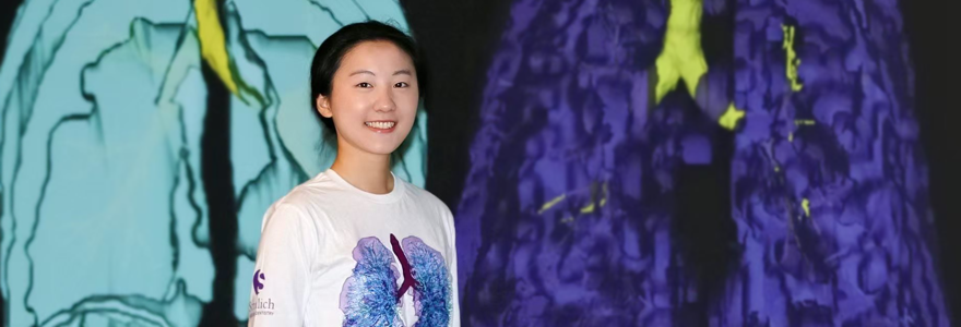 Master's student Helen He is getting an interdisciplinary experience that combines artificial intelligence, advanced lung imaging, patient interaction and data analysis. (Colleen MacDonald/Western News)