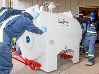 15.2T MRI system being moved into place at CFMM