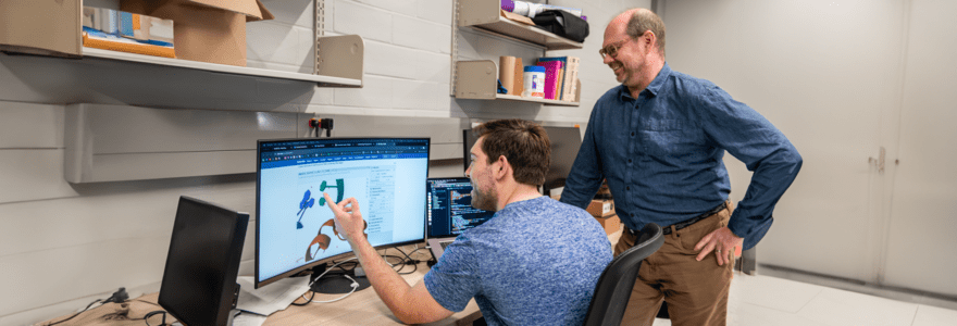 Tyler Browne, PhD candidate, (left) and David Edgell, PhD