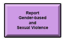 purple rectangle with words "Report Gender-based and Sexual Violence"