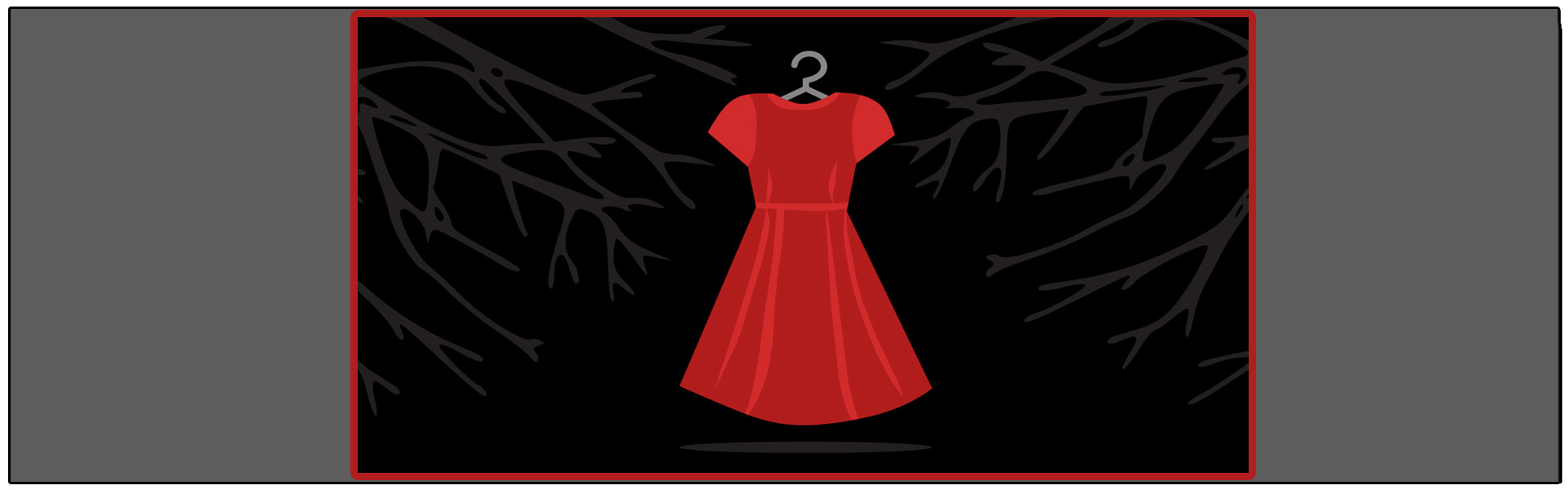 picture of a red dress among trees