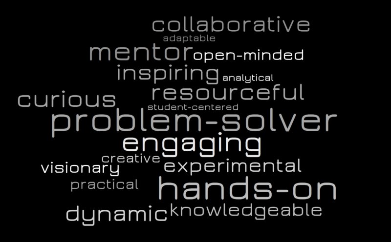 Word cloud representing teaching philosophy