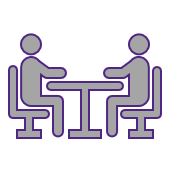 sitting at table icon