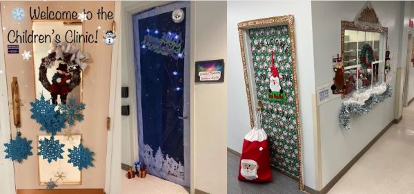 festively decorated doorways