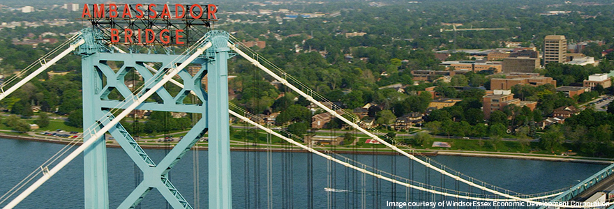 Photograph of Ambassador bridge, Image courtesy of WindsorEssex Economic Development Corporation