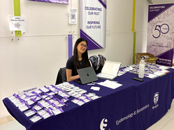 Rachel Del Rosario at the registration table