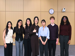 From left to right: Megan Udit, Rachel De Rosario, Olla Hilal, Ruiming Han, Ha Ai Vi Vo, Connor Brearley and Aisha Hamzat