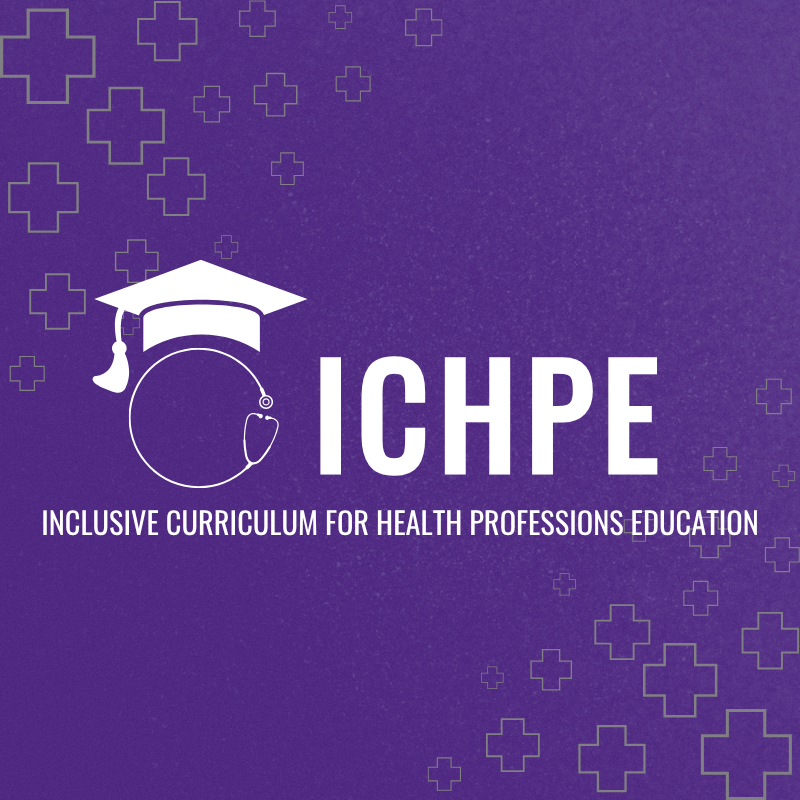 stethescope with a graduation cap on top letters ICHPE