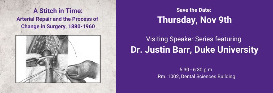 Save the Date: Nov 9th Visiting Speaker Series featuring Dr. Justin Barr, Duke University