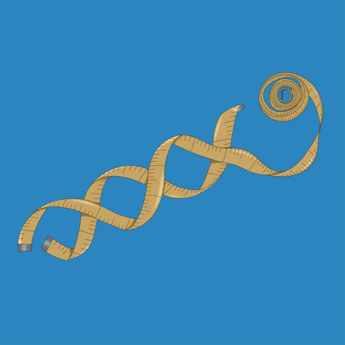 DNA weight tape on blue background