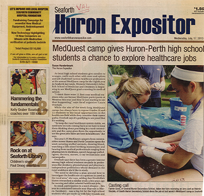 Front cover of the Huron Expositor on July 17, 2013