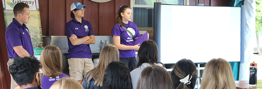 Image of students making a speech at Goderich camp