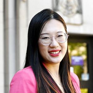 Jennifer Guo standing in front of the Dental Sciences Building