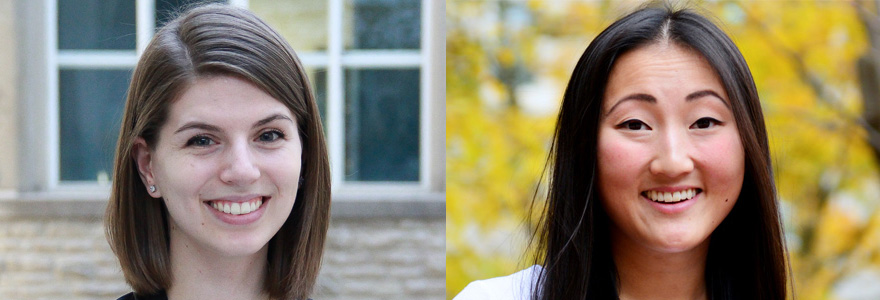 Photographs of  Madeleine Van de Kleut, PhD’20, MCISc Candidate (CAMPEP), and Claire Park, MCISc/PhD Candidate (CAMPEP)