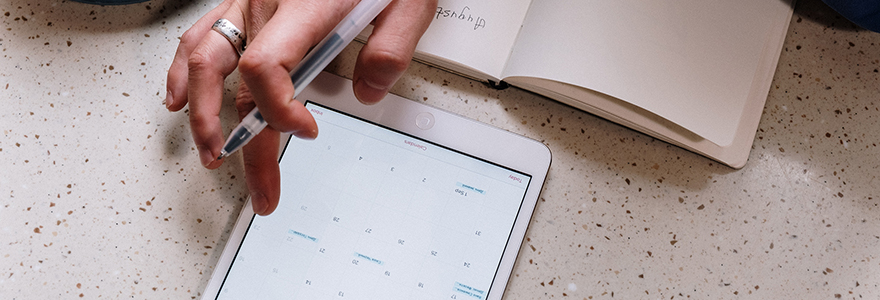 Photograph of ipad and calendar