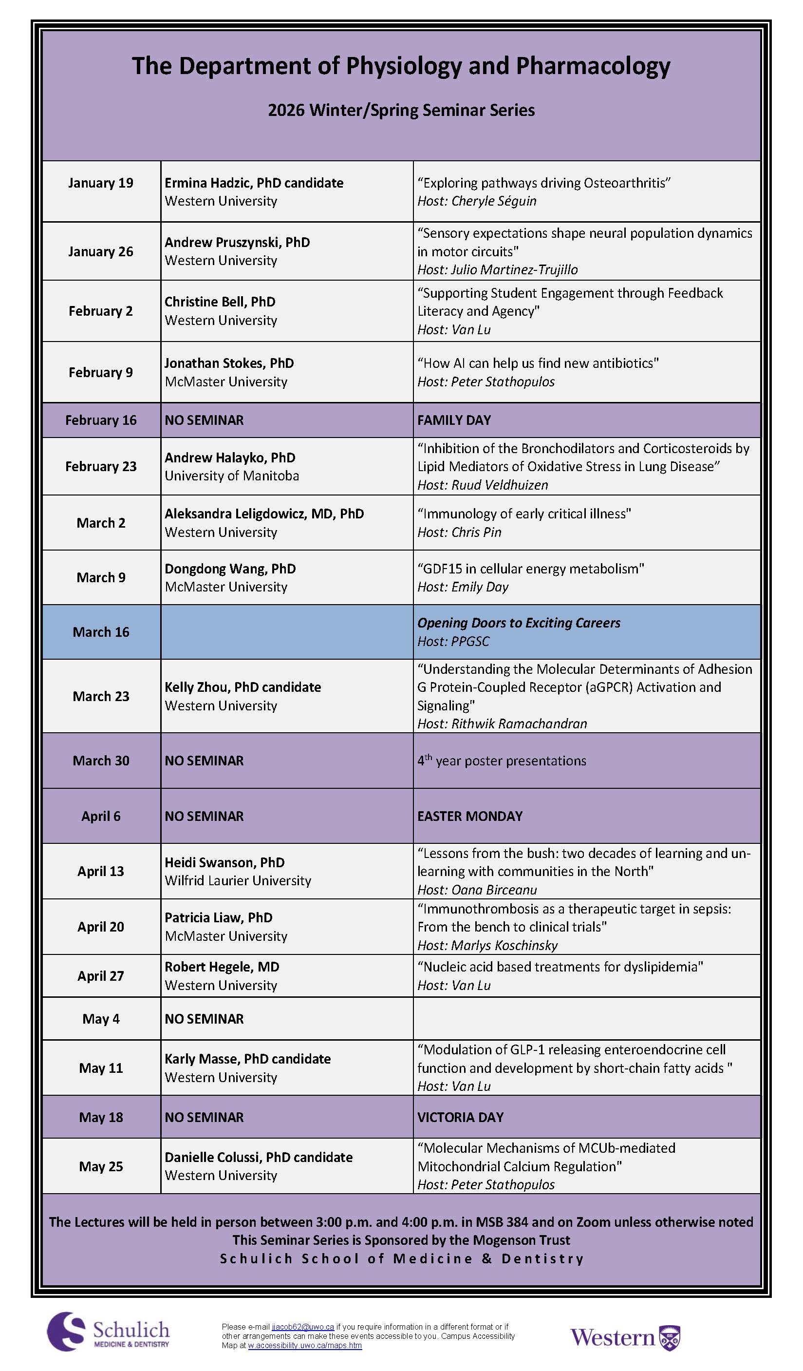 2026 Winter - Spring seminar schedule