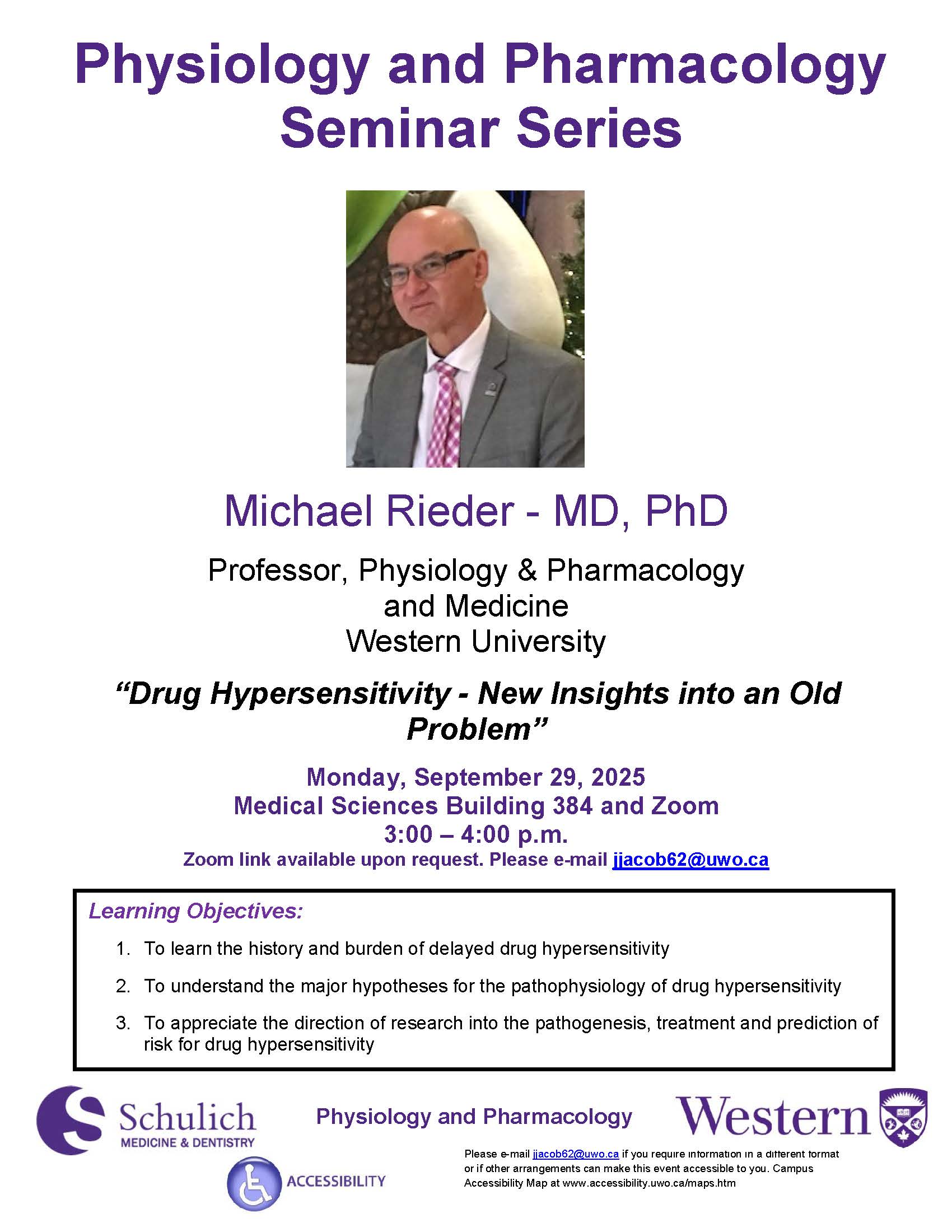 Dr. Michael Rieder will present the seminar: "Drug Hypersensitivity - New Insights into an Old Problem"