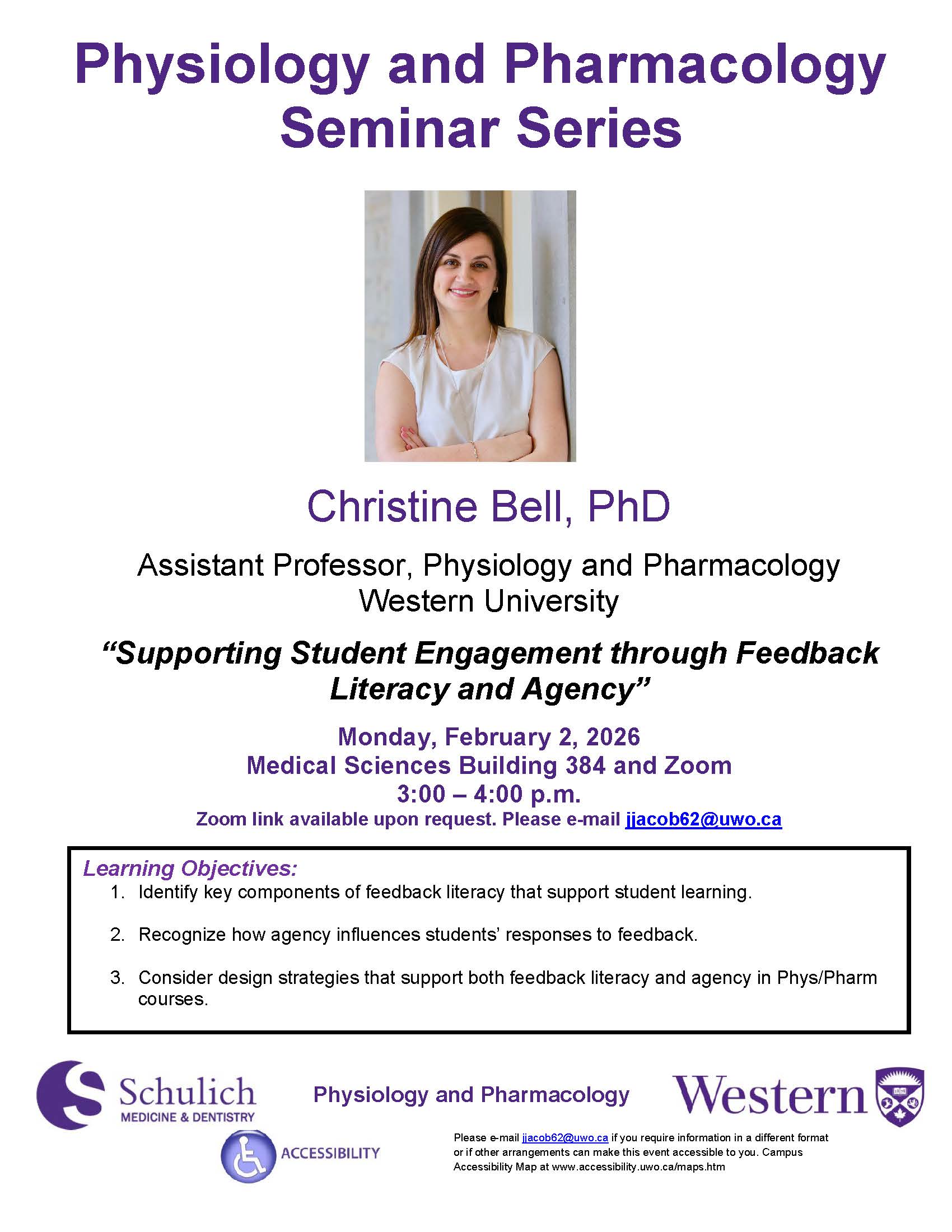 Dr. Christine Bell will present: "Supporting Student Engagement through Feedback Literacy and Agency"