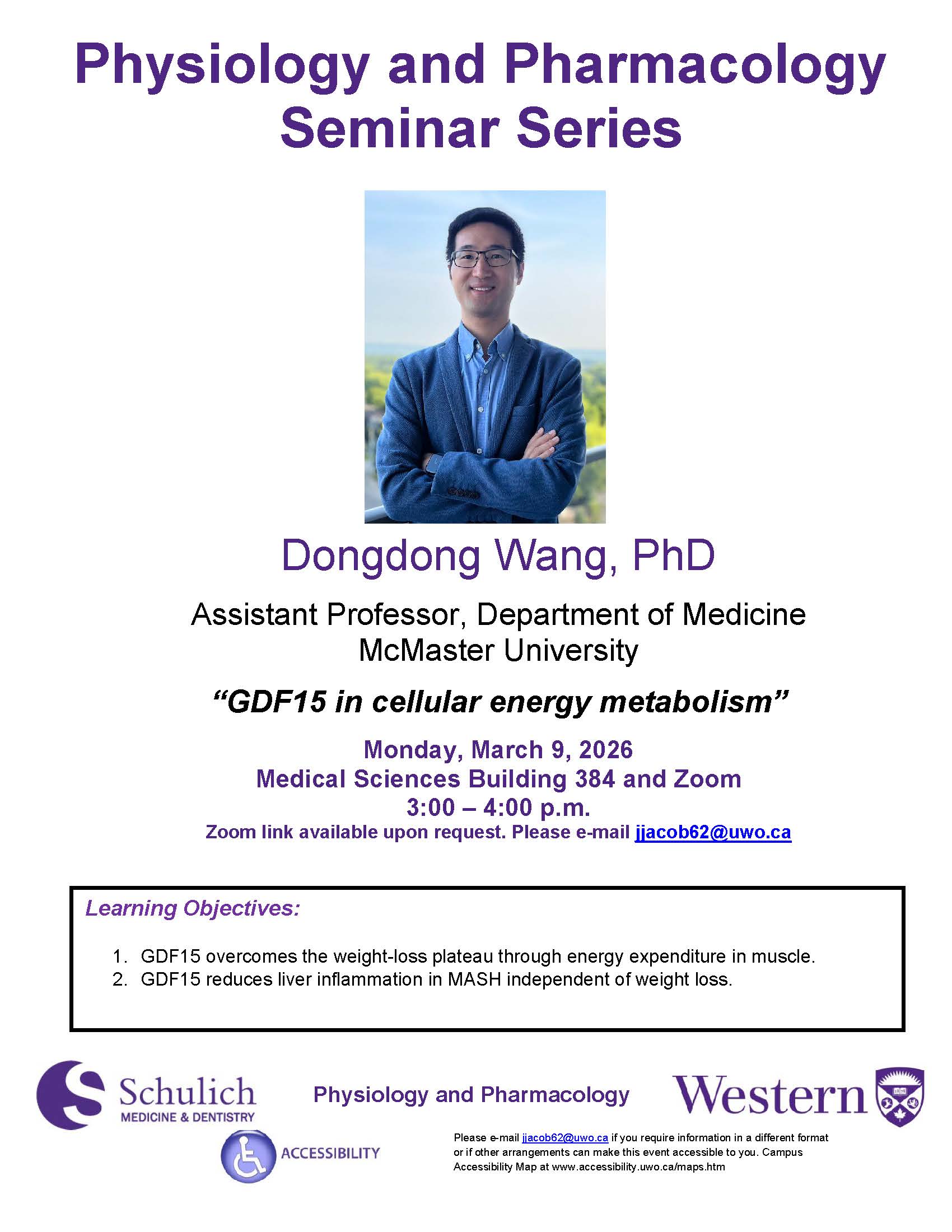 Dr. Dongdong Wang will present: "GDF15 in cellular energy metabolism"