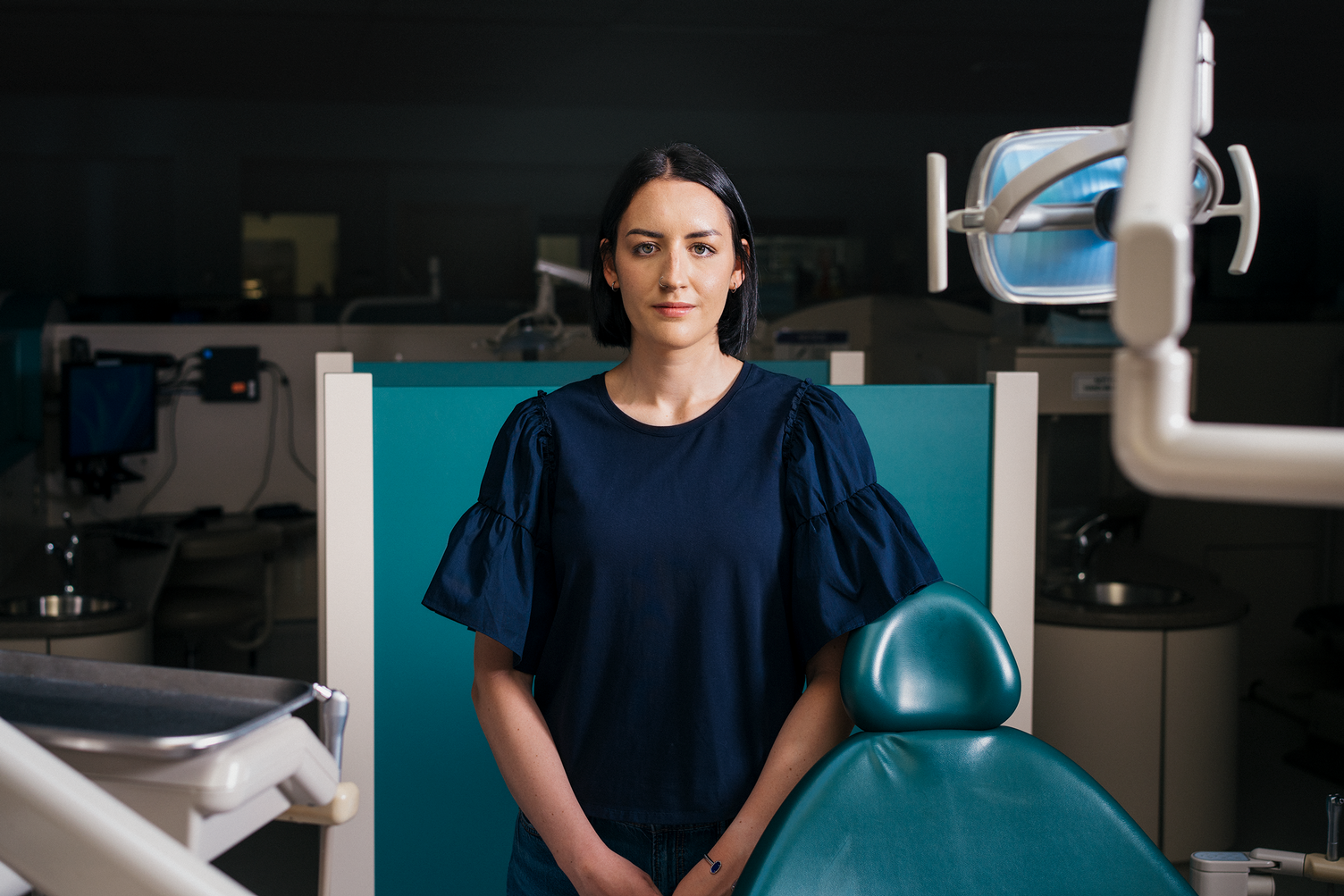 Dr. Emma Flynn, DDS'26, in a dental operatory