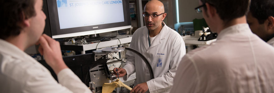 Dr. George Athwal, Associate Professor, Division of Orthopaedic Surgery, in his research lab.