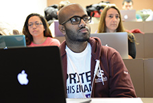 Student working on a laptop