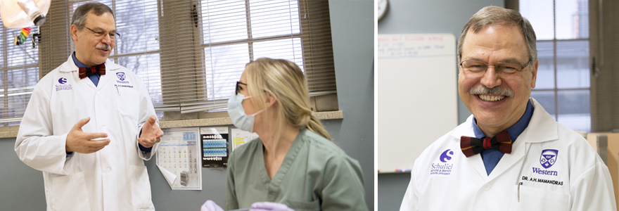 Photo of Dr. Antonios Mamandras and student in the clinic