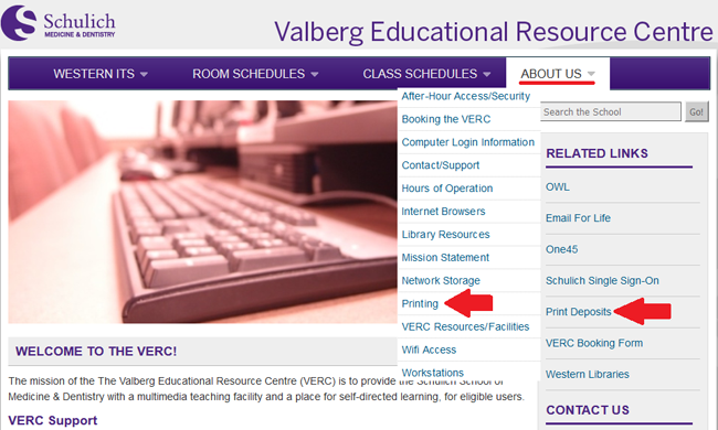Image of VERC home page.